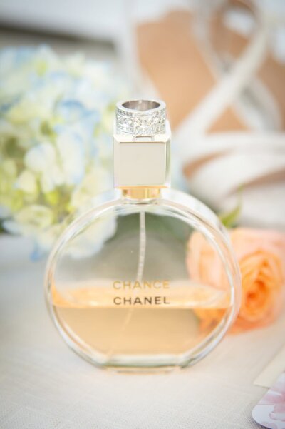 bottle of chanel perfume in wedding details