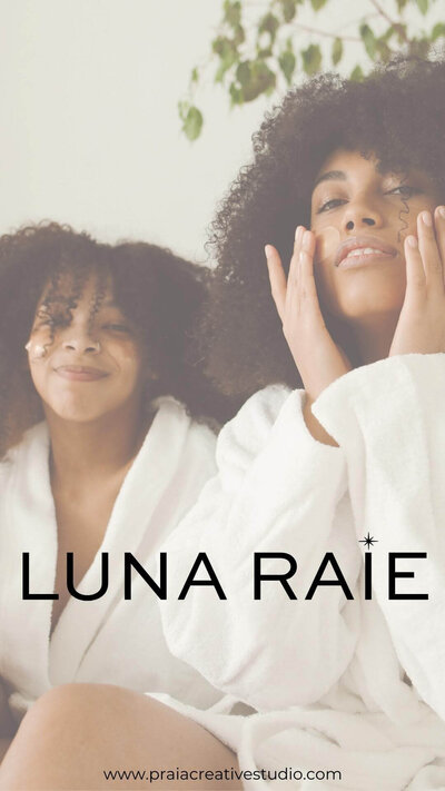 Clean beauty product mockup for Luna Raie brand, featuring minimal label design