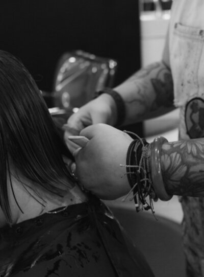 A girl getting a haircut