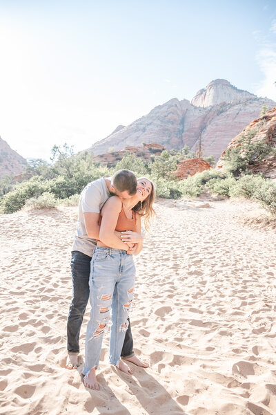 Georgia couple engagement photos in green field