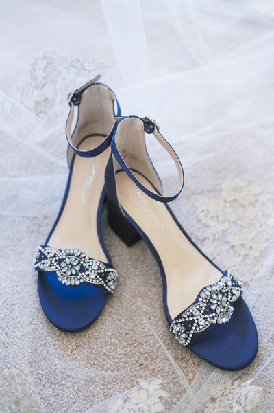 Blue and silver bridal shoes