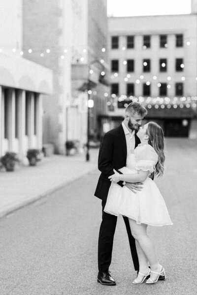 Bride and groom walk up memorial steps at their DC wedding