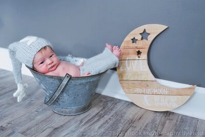 Newborn Photo taken of Baby Lying Down | Taken by Sugarloaf, Maine Photographer | Storybook Photography By Heidi