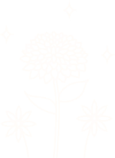 White illustration of Dahlia flower