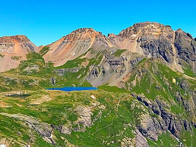 mountain lake with greenery