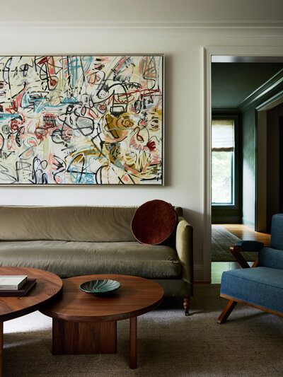 Living room in Wesley Heights, DC, designed by interior design firm, Sanabria & Co.