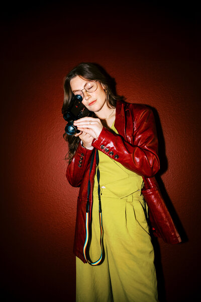 videographer with super 8 camera