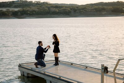 Photo of couple embracing during their engagement session by Austin Engagement Photographer