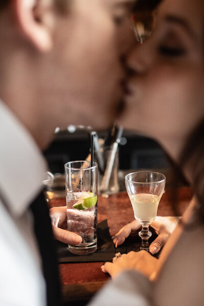 Engagement photos at Bar in Detroit by Savvy Shoots Photography
