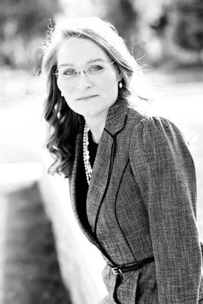 Wyoming family law attorney Toni Hartzel in black and white