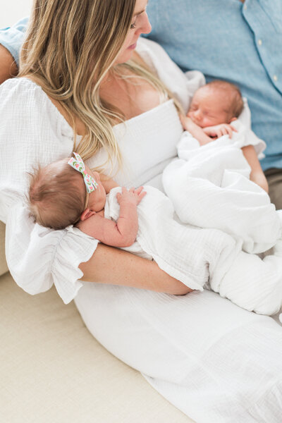 Baby yawning during in-home newborn session in Denver