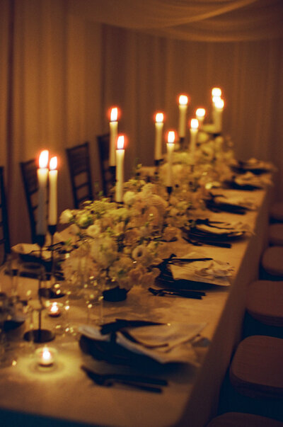 Sibley Events and Design intimate candlelit dinner with draping