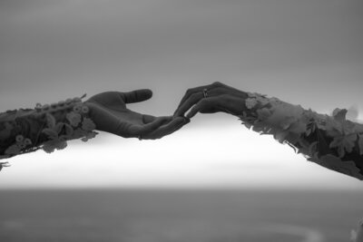 bridal couple holding hands