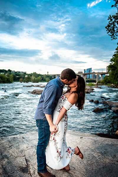 Destination Wedding Photographer in charlottesville virginia Review couple on rocky cliff