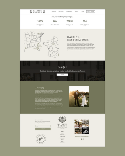 Elegant custom website design for luxury wedding planner