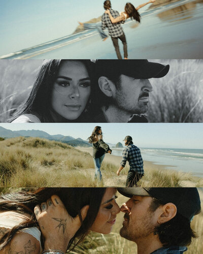 film stills on cannon beach couple