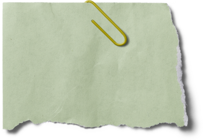 ripped green paper with paperclip