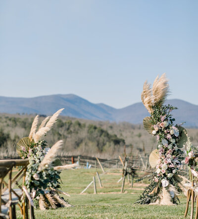 Bohemian picnic with pinks and lavender