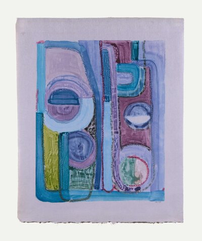 'Violets' by Anna Kunz – a monotype on kozo paper, measuring 25 3/8 x 20 3/4 inches.