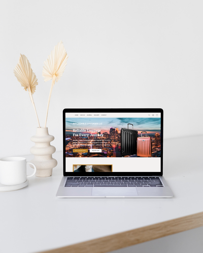 White and Brown Minimalist Laptop Mockup Instagram Post