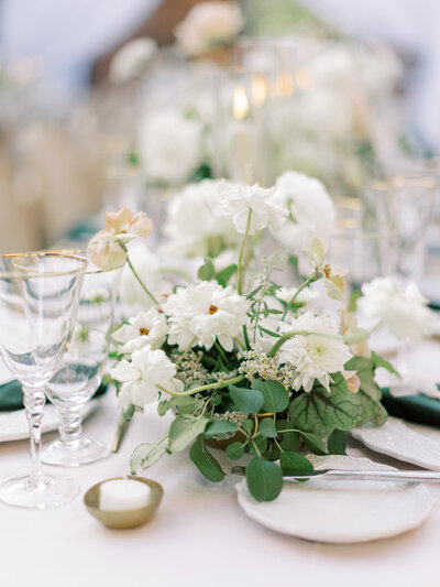White Floral Wedding Centrepiece With Candles