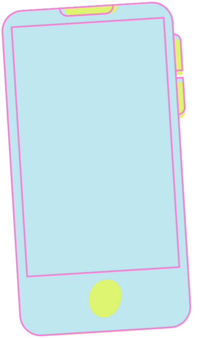 Jenna Harding sitting in front of an illustrated phone outline symbolizing streamlined, effective social media marketing