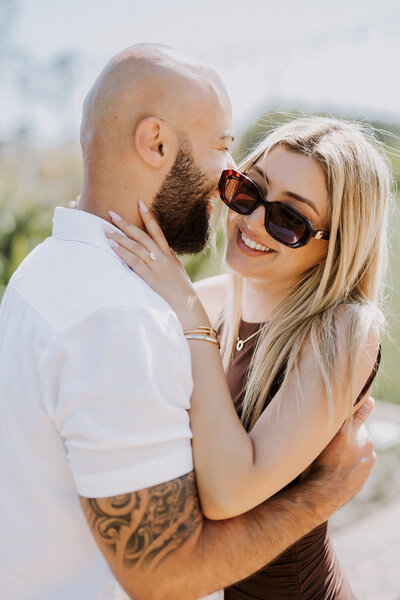 Sunset celebration of an engagement in palos verdes at point fermin