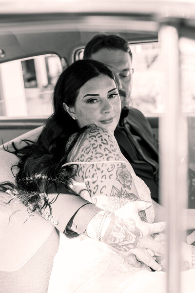 Detroit Michigan wedding couple smiling at each other