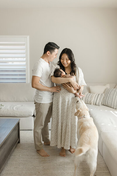 beautiful couple with dog ripon newborn session