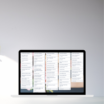 The ultimate wedding planning checklist for organized brides and planners. A 12-month digital wedding planner with checklists, sub-checklists, notes, and photo sections to track every detail effortlessly. Downloadable and editable on laptop or phone.