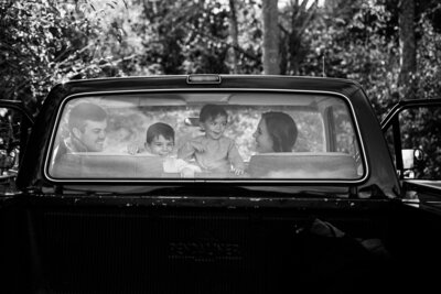 Retro truck during family photoshoot in ontario