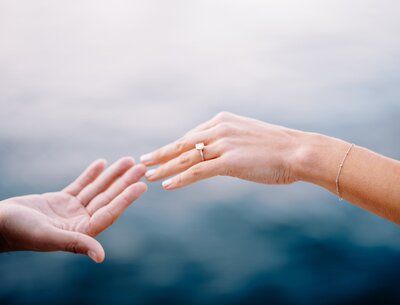 hands holding during engagement session