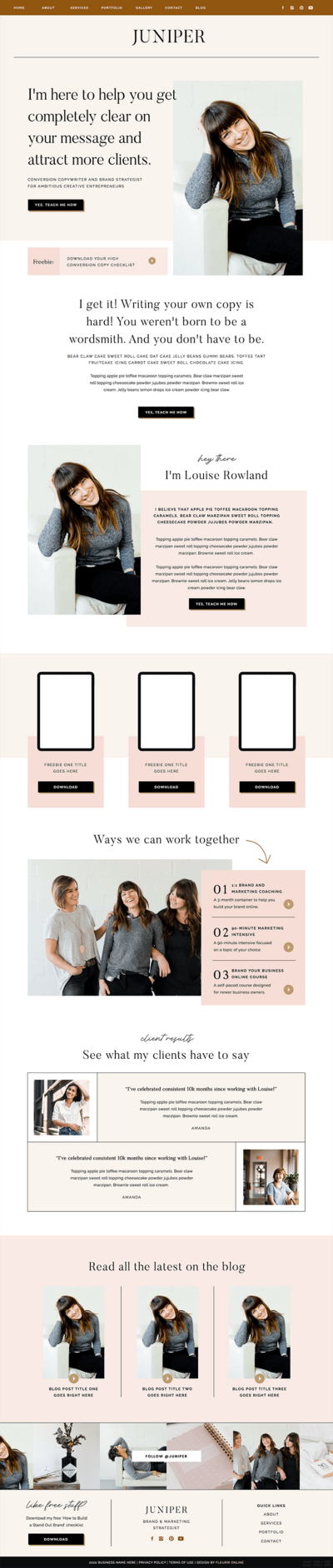 Juniper Showit website template for coaches, creatives and photographers