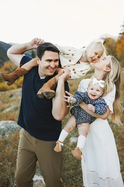 Family together in the Colorado mountains