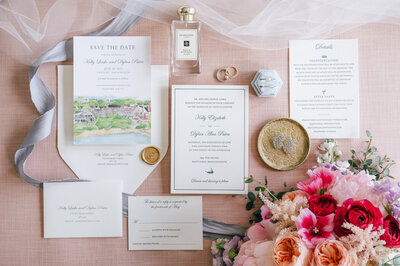 Nantucket Wedding Pink Stationery
