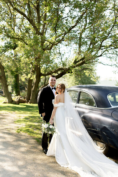 Winnipeg Wedding Photographer - Manitoba Wedding Photography - Bride & Groom with Vintage car