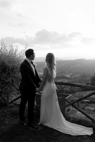 bride and groom in black and white for wedding in wanaka new zealand
