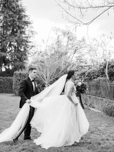 elegant couple on their wedding day