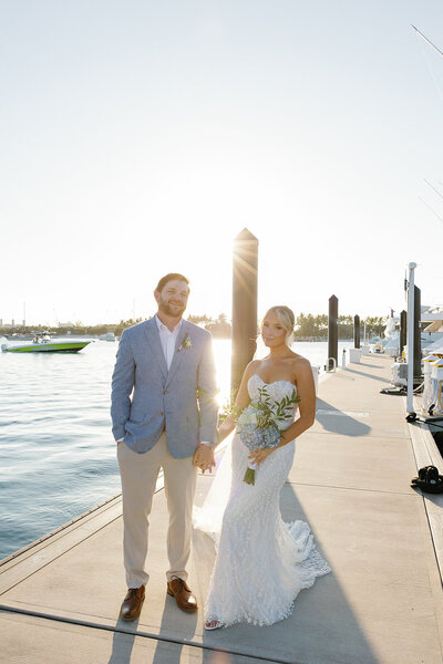married couple walking down the isle