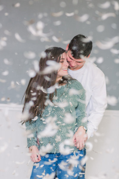 Pillow fight couples portraits Couples portraits captured by Staci Addison Photography