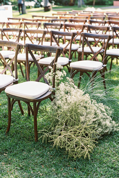 Wedding and Elopement Photographer, detail shot of ceremony aisle showing off the flowers