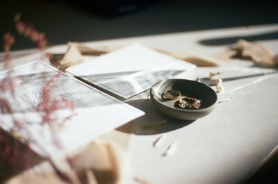 editorial flat lay photo of diamond ring