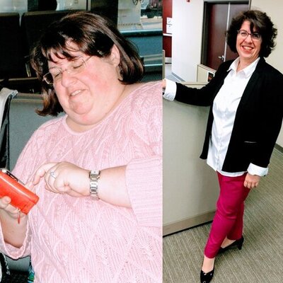 before and after image of a client from Helen Ann that lost a lot of weight