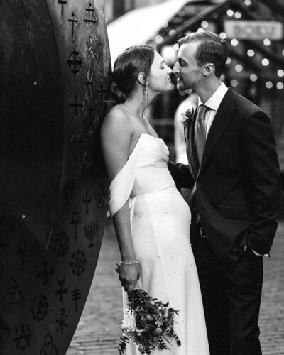 Bride and Groom enjoying a calm moment forehead to forehead