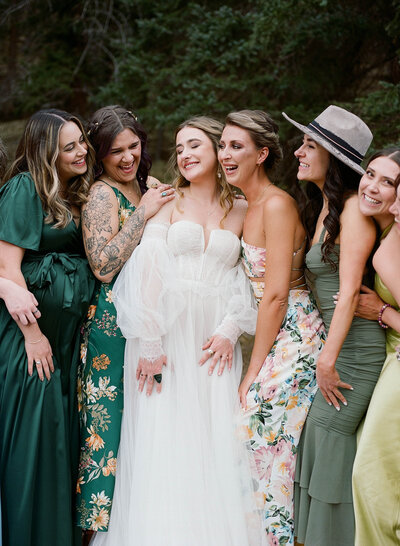 wedding party candids of bridesmaids on wedding day