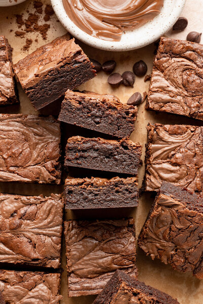 fudgy gluten free brownies made with nutella