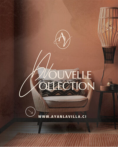 Template de post Instagram "Nouvelle collection" crée pour Ayan la Villa par le Studio graphique en vendée.