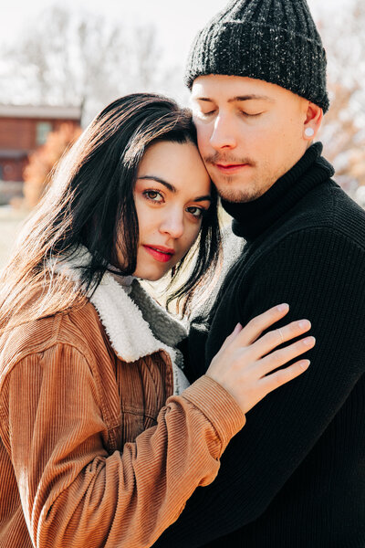 Spring engagement photo of Missoula couple