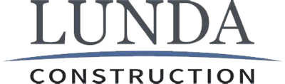Text based logo with words "Lunda Construction"