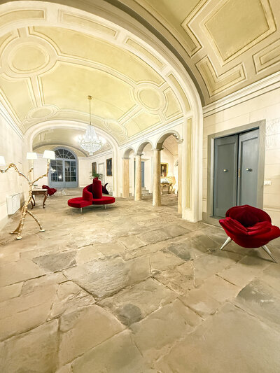 Entry hallway at Palazzo Della Bianca in Pisa, Italy